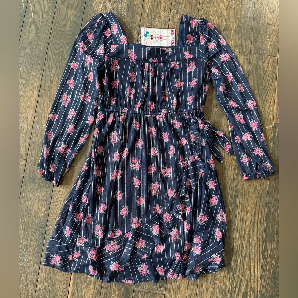 Trixxi girl navy floral dress M